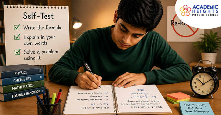 Practice and active learning can improve formula retention. Student using effective techniques to retain maths formulas
