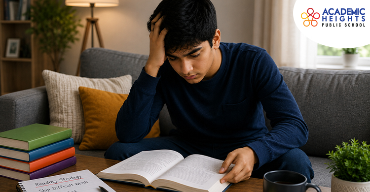 Student using reading strategies to maintain reading speed