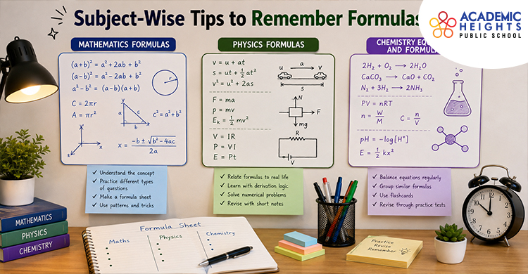 Subject-wise strategies can make learning and recalling formulas easier. Student using subject-wise strategies to remember formulas