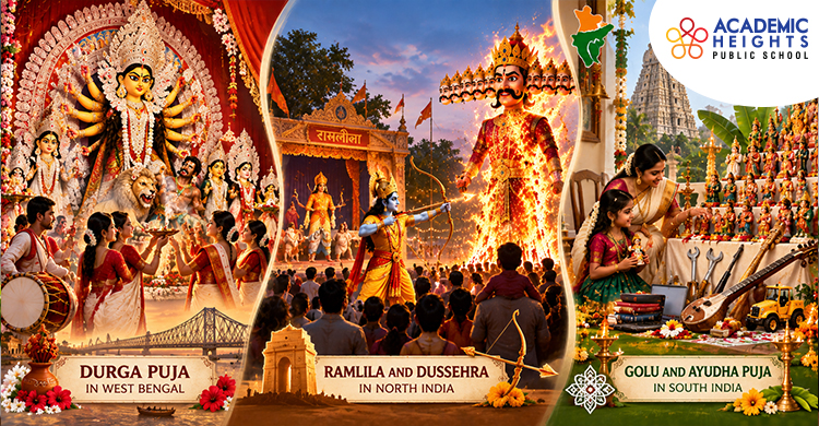 Durga Puja, Dussehra and Ayudha Puja Connection Regional Celebrations Connecting Dussehra and Navratri